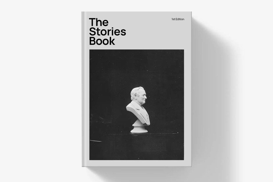 A book cover and reading object arranged in a clean editorial still life.
